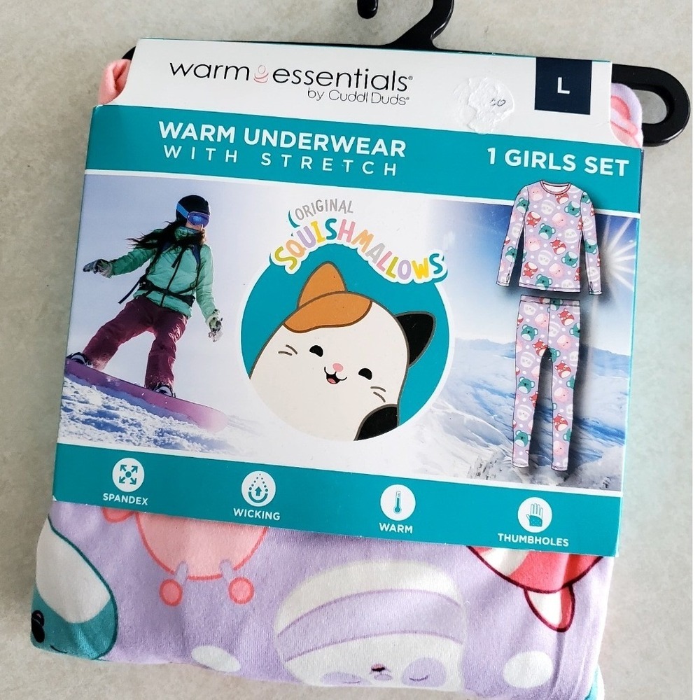Cuddl Duds Squishmallows Thermal Underwear Set Purple Girls Base Layer L 10/12